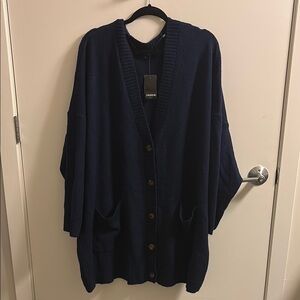 Torrid Blue Cardigan Sweater with Knit Design